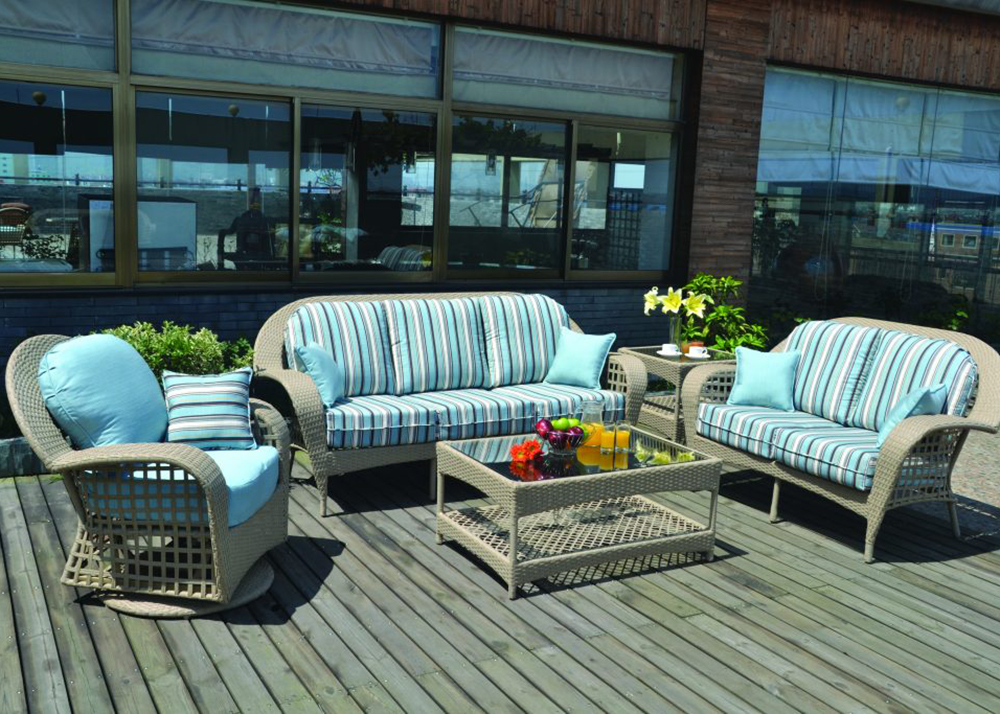 Commercial Outdoor Patio Furniture, Charleston 3 Piece Wicker Patio Sectional Set With Cushions